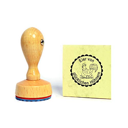 Stempel Eier von glücklichen Hühnern - glücklicher Hahn - Wunschtext möglich Ø 20 mm Stempel Eier von glücklichen Hühnern - glücklicher Hahn - Wunschtext möglich Ø 20 mm von DEKOLANDO