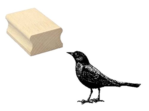 Stempel Holzstempel Motivstempel « AMSEL » Scrapbooking - Embossing Basteln Vogel Ornithologe von DEKOLANDO
