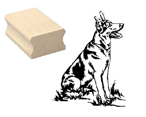 Stempel Holzstempel Motivstempel « DEUTSCHER SCHÄFERHUND sitzend » Scrapbooking - Embossing Kinderstempel Tierstempel Hund Haustier von DEKOLANDO