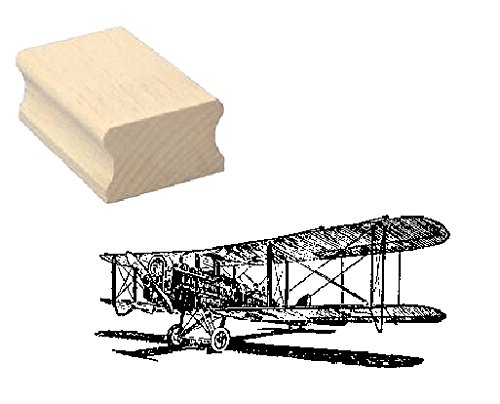 Stempel Holzstempel Motivstempel « DOPPELDECKER 03 » Scrapbooking - Embossing Kinderstempel Pilot Flugzeug Propellerflugzeug von DEKOLANDO