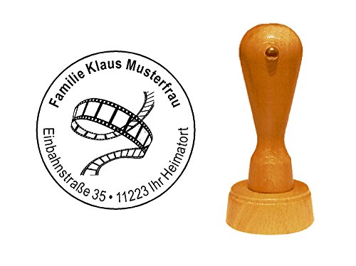 Stempel Holzstempel Motivstempel « FILMROLLE » mit persönlicher Adresse und Motiv - Fotograf Kino Theater Fernsehen Film von DEKOLANDO