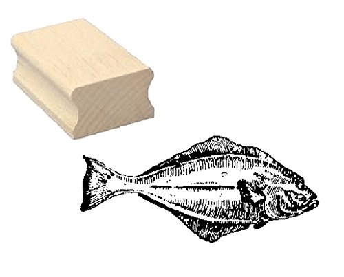 Stempel Holzstempel Motivstempel « HEILBUTT » Scrapbooking - Embossing Kinderstempel Tierstempel Angeln Angler Fischer fischen Butt von DEKOLANDO