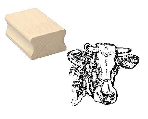 Stempel Holzstempel Motivstempel « KUHKOPF » Scrapbooking - Embossing Kinderstempel Tierstempel Bauer Kuh Bauernhof von DEKOLANDO