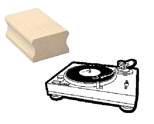 Stempel Holzstempel Motivstempel « PLATTENSPIELER » Scrapbooking - Embossing DJ Diskjockey Schallplatte Vinyl LP-Player von DEKOLANDO