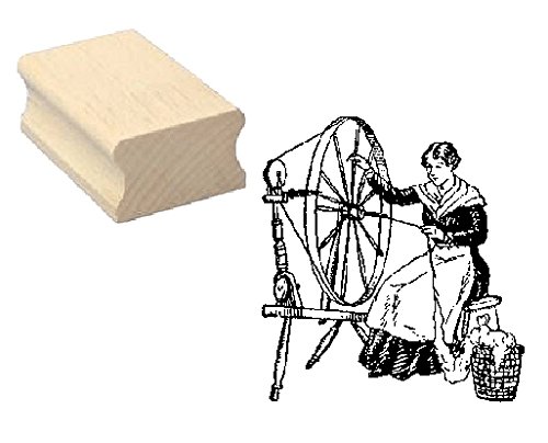 Stempel Holzstempel Motivstempel « SPINNERIN Spinnrad Webstuhl » Scrapbooking - Embossing von DEKOLANDO