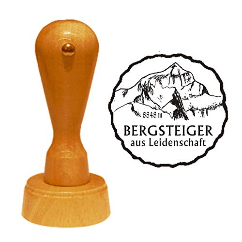 Stempel Motivstempel « BERGSTEIGER aus LEIDENSCHAFT » Durchmesser ca. Ø 40 mm - Motiv MOUNT EVEREST - Himalaya Klettern Klettersport von DEKOLANDO