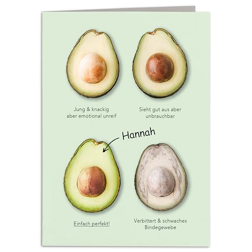 Avocado Geburtstagskarte Frau beste Freundin personalisierte Karte Geburtstag Geschenk Grußkarte Klappkarte mit Umschlag 10,5 x 14,8 cm Avocado Geburtstagskarte Frau beste Freundin personalisierte Karte Geburtstag Geschenk Grußkarte Klappkarte mit Umschlag 10,5 x 14,8 cm von DEL MÀ Unique & Personal