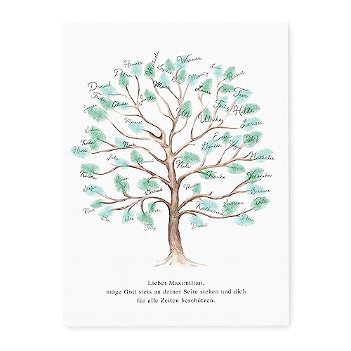 Fingerabdruck Kommunion Leinwand Gästebuch personalisiert Alternative Geschenkidee Baum Erstkommunion Konfirmation Geschenk Erinnerung (30x40 cm) von DEL MÀ Unique & Personal