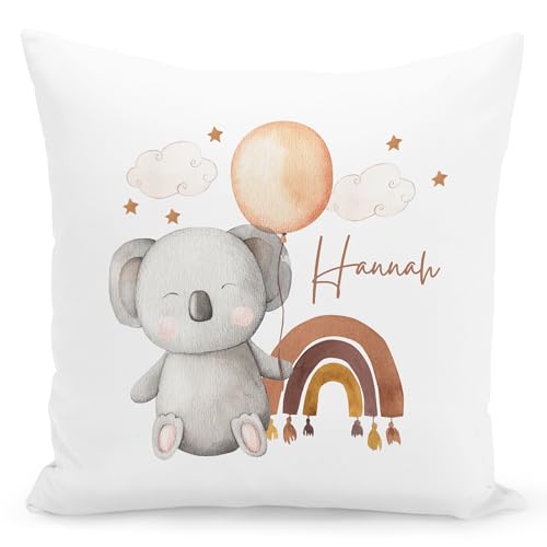 DEL MÀ Unique & Personal Koala Kissen mit Namen personalisiert Dekokissen für Mädchen & Jungen Kinder Zierkissen Kinderzimmer Deko Kinderkissen 40x40 cm inkl. Füllung und Bezug von DEL MÀ Unique & Personal