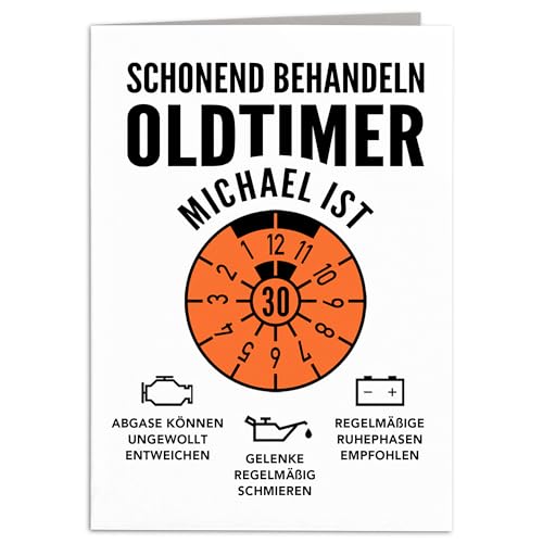 Geburtstagskarte 30. Geburtstag Oldtimer personalisiert lustige Grußkarte Karte Geburtstag Klappkarte Faltkarte mit Umschlag 10,5 x 14,8 cm Geburtstagskarte 30. Geburtstag Oldtimer personalisiert lustige Grußkarte Karte Geburtstag Klappkarte Faltkarte mit Umschlag 10,5 x 14,8 cm von DEL MÀ Unique & Personal