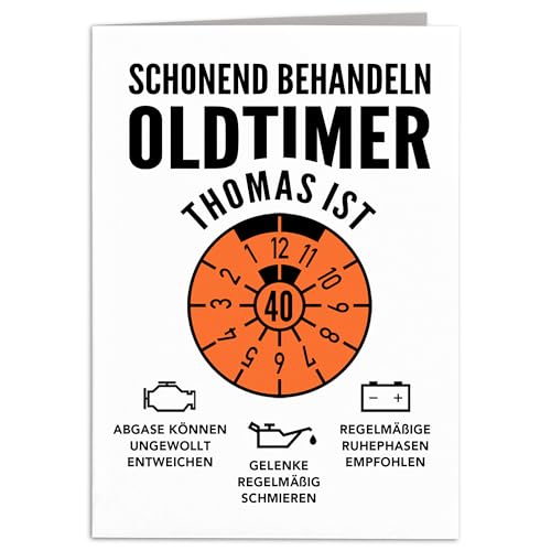 Geburtstagskarte 40. Geburtstag Oldtimer personalisiert lustige Grußkarte Karte Geburtstag Klappkarte Faltkarte mit Umschlag 10,5 x 14,8 cm Geburtstagskarte 40. Geburtstag Oldtimer personalisiert lustige Grußkarte Karte Geburtstag Klappkarte Faltkarte mit Umschlag 10,5 x 14,8 cm von DEL MÀ Unique & Personal