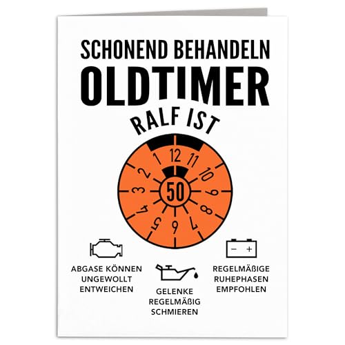 Geburtstagskarte 50. Geburtstag Oldtimer personalisiert lustige Grußkarte Karte Geburtstag Klappkarte Faltkarte mit Umschlag 10,5 x 14,8 cm Geburtstagskarte 50. Geburtstag Oldtimer personalisiert lustige Grußkarte Karte Geburtstag Klappkarte Faltkarte mit Umschlag 10,5 x 14,8 cm von DEL MÀ Unique & Personal
