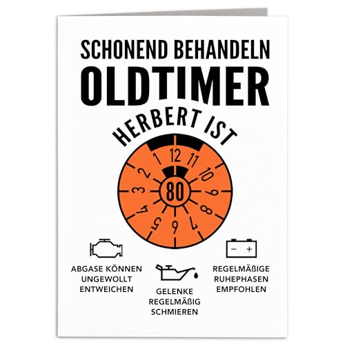 Geburtstagskarte 80. Geburtstag Oldtimer personalisiert lustige Grußkarte Karte Geburtstag Klappkarte Faltkarte mit Umschlag 10,5 x 14,8 cm Geburtstagskarte 80. Geburtstag Oldtimer personalisiert lustige Grußkarte Karte Geburtstag Klappkarte Faltkarte mit Umschlag 10,5 x 14,8 cm von DEL MÀ Unique & Personal