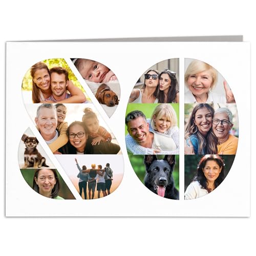 Geburtstagskarte 80. Geburtstag perosnalisierte Fotocollage Karte zum Geburtstag Geschenkkarte Frau Mann Grußkarte Klappkarte mit Umschlag 14,8 x 10,5 cm Geburtstagskarte 80. Geburtstag perosnalisierte Fotocollage Karte zum Geburtstag Geschenkkarte Frau Mann Grußkarte Klappkarte mit Umschlag 14,8 x 10,5 cm von DEL MÀ Unique & Personal
