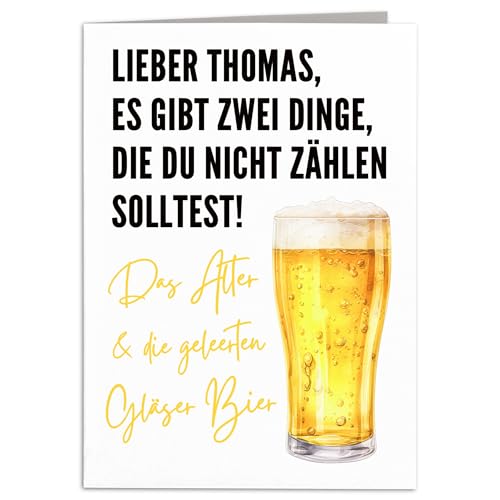 Geburtstagskarte Bier personalisiert Geschenk Geburtstag Mann lustige Klappkarte mit Umschlag 10,5 x 14,8 cm Geburtstagskarte Bier personalisiert Geschenk Geburtstag Mann lustige Klappkarte mit Umschlag 10,5 x 14,8 cm von DEL MÀ Unique & Personal