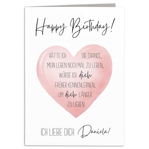 Geburtstagskarte Frau Freundin personalisiert Karte Geburtstag Partner mit Herz Liebe Klappkarte Grußkarte mit Umschlag 10,5 x 14,8 cm Geburtstagskarte Frau Freundin personalisiert Karte Geburtstag Partner mit Herz Liebe Klappkarte Grußkarte mit Umschlag 10,5 x 14,8 cm von DEL MÀ Unique & Personal