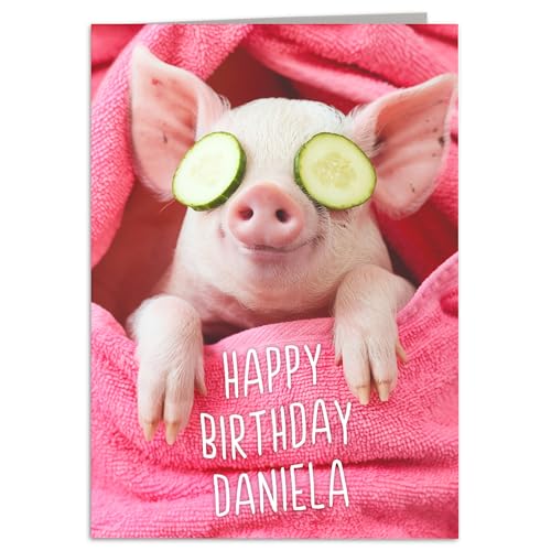 Geburtstagskarte Frau lustig personalisierte Karte Geburtstag mit Schwein Sau Ferkel Klappkarte Freundin Geschenk Grußkarte mit Umschlag 10,5 x 14,8 cm Geburtstagskarte Frau lustig personalisierte Karte Geburtstag mit Schwein Sau Ferkel Klappkarte Freundin Geschenk Grußkarte mit Umschlag 10,5 x 14,8 cm von DEL MÀ Unique & Personal