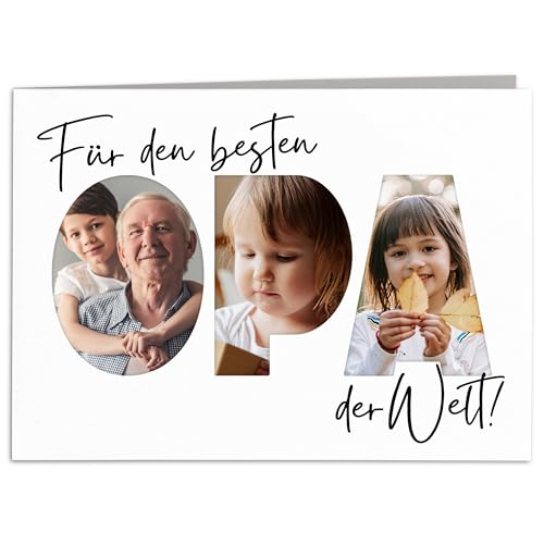 Geburtstagskarte Opa Karte personalisierte Geschenkkarte Vatertag Fotocollage Geburtstag Großvater Geschenk Vatertagsgeschenk Klappkarte mit Umschlag 10,5 x 14,8 cm Geburtstagskarte Opa Karte personalisierte Geschenkkarte Vatertag Fotocollage Geburtstag Großvater Geschenk Vatertagsgeschenk Klappkarte mit Umschlag 10,5 x 14,8 cm von DEL MÀ Unique & Personal
