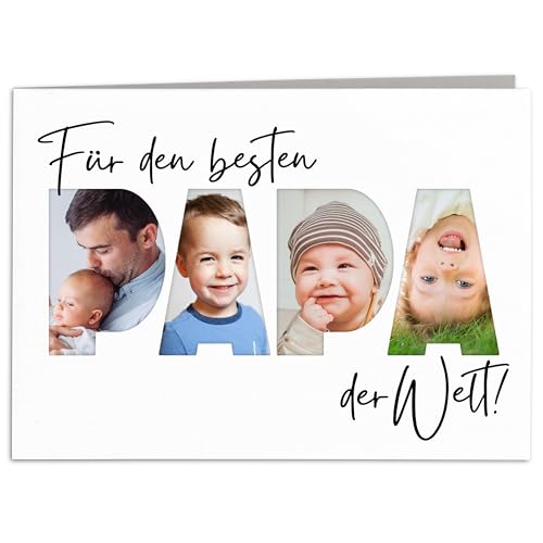 Geburtstagskarte Papa Karte personalisierte Geschenkkarte Vatertag Fotocollage Geburtstag Vater Geschenk Vatertagsgeschenk Klappkarte mit Umschlag 10,5 x 14,8 cm Geburtstagskarte Papa Karte personalisierte Geschenkkarte Vatertag Fotocollage Geburtstag Vater Geschenk Vatertagsgeschenk Klappkarte mit Umschlag 10,5 x 14,8 cm von DEL MÀ Unique & Personal