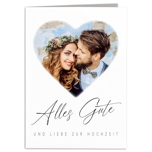 Hochzeitskarte personalisiert mit Foto Geldgeschenk Hochzeit Karte Hochzeitsgeschenke für Brautpaar Geschenk Fotogeschenk Klappkarte mit Umschlag 10,5 x 14,8 cm Hochzeitskarte personalisiert mit Foto Geldgeschenk Hochzeit Karte Hochzeitsgeschenke für Brautpaar Geschenk Fotogeschenk Klappkarte mit Umschlag 10,5 x 14,8 cm von DEL MÀ Unique & Personal
