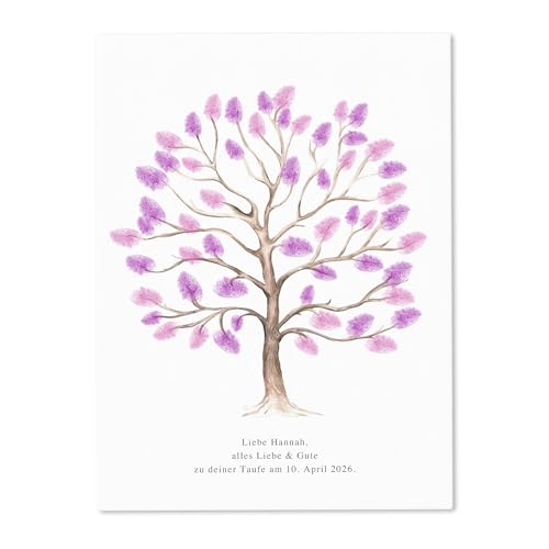 Taufgeschenk Gästebuch Taufe Gästebild personalisierte Leinwand für Fingerabdrücke Gästebuch alternative Geschenkidee Baum Geschenk Erinnerung 30x40 cm (OHNE Farbe) von DEL MÀ Unique & Personal
