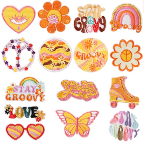 15 Stück Hippie Aufnäher Patches zum Aufbügeln Böhmischer Stil Bügelbilder für Textilien Hosenflicken zum Aufbügeln Kinder Patche für Kleidung Rucksack Jacken von DELAESI