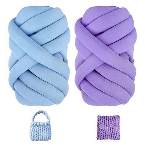 2 Stück Armstricken Wolle 500g Dicke Wolle zum Handstricken 2 Farben Chunky Yarn Schlauchgarn für Taschen Decken Tasche DIY-Kunsthandwerk von DELAESI