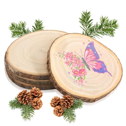 Holzscheiben 4 Stück Runde Baumscheiben 18–20cm Baumscheibe Runde Holzscheibe für Bemalen Tischdeko Holzdeko Kerzenteller Deko Platte Holzscheiben 4 Stück Runde Baumscheiben 18–20cm Baumscheibe Runde Holzscheibe für Bemalen Tischdeko Holzdeko Kerzenteller Deko Platte von DELAESI