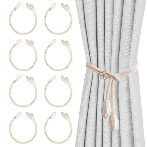 Vorhang Raffhalter 8 Stück Raffhalter für Vorhänge Einstellbar Gardinenhalter Baumwolle Vorhang Halter Blumen Vorhanghalter Kreativität Gardinen Raffhalter für Haus Office Wohnzimmer von DELAESI