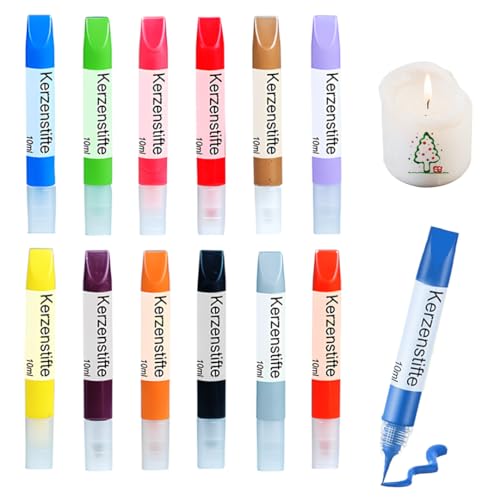 DELAIHUIL Kerzen Bemalen Set 12 Stück Wachsstifte, Candle Pen für Kerzen, Kerzenstifte zum Verzieren, Kerzenmalstifte, Kerzenfarbe, Kreatives Geschenk für Erwachsene und Kinder von DELAIHUIL