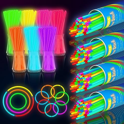 DELEE 400PCS Knicklichter, Leuchtstäbe Knicklichter Party Set, Glow Neon dunkle Party Supplies für Kinder Knicklichter Party deko,Halloween Dekorationen, Leuchtketten und Armbänder von DELEE