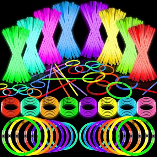 DELEE 200PCS Knicklichter, Leuchtstäbe Knicklichter Party Set, Glow Neon dunkle Party Supplies für Kinder Knicklichter Party deko,Halloween Dekorationen, Leuchtketten und Armbänder DELEE 200PCS Knicklichter, Leuchtstäbe Knicklichter Party Set, Glow Neon dunkle Party Supplies für Kinder Knicklichter Party deko,Halloween Dekorationen, Leuchtketten und Armbänder von DELEE