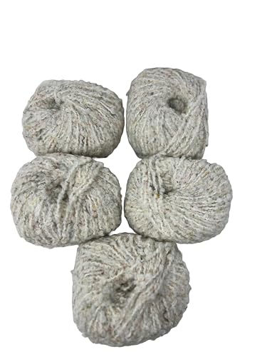 DELFINO WOLL DOLOMITI Bouclé Garn: 5 Knäuel aus 60% Wolle und 40% Acryl, Nadeln 11-12, Ideal für Winterbekleidungen: Schals, Plaids und Mäntel, 500 g, 450 Meter, Milchweiß von DELFINO WOLL DOLOMITI