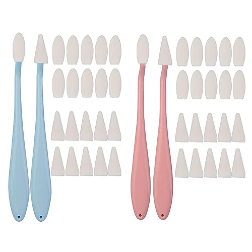 DELITLS 4 Stück Skizzenwischstifte, Löschschwamm Werkzeug, Skizze Papierwischer, Skizze Trimmer-Set mit 40 Ersatzköpfen zum Malen und Skizzieren(Blau Rosa) von DELITLS