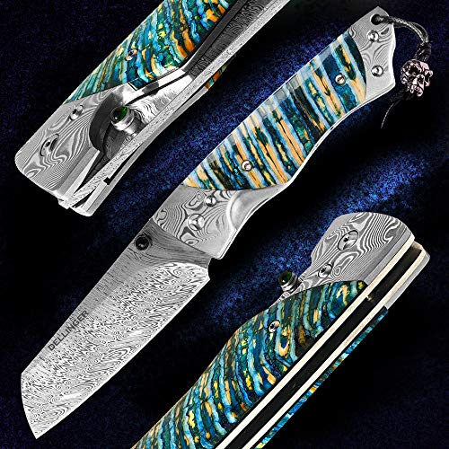 DELLINGER Angriperen RWL34 Damast Taschenmesser & Klappmesser & Damaststahl Messer & Outdoor Damastmesser Folder Knife 8 cm Klinge DELLINGER Angriperen RWL34 Damast Taschenmesser & Klappmesser & Damaststahl Messer & Outdoor Damastmesser Folder Knife 8 cm Klinge von DELLINGER