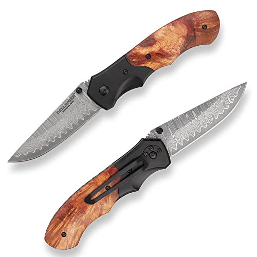 DELLINGER Damast Taschenmesser & Klappmesser & Damaststahl Messer & Outdoor Damastmesser Folder Knife 8,5cm Klinge DELLINGER Damast Taschenmesser & Klappmesser & Damaststahl Messer & Outdoor Damastmesser Folder Knife 8,5cm Klinge von DELLINGER