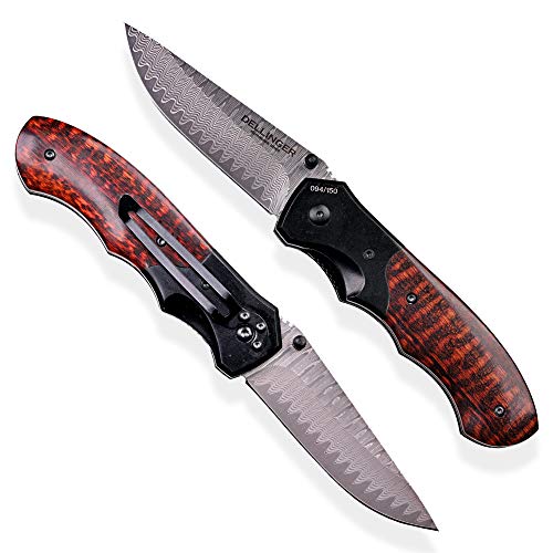 DELLINGER Damast Taschenmesser & Klappmesser & Damaststahl Messer & Outdoor Damastmesser Folder Knife 9 cm Klinge DELLINGER Damast Taschenmesser & Klappmesser & Damaststahl Messer & Outdoor Damastmesser Folder Knife 9 cm Klinge von DELLINGER