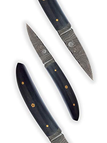 DELLINGER Spike Ebony & Damastmesser & Damaststahl Messer & Outdoor Jagd Damastmesser 70 mm Klinge & inklusive Lederscheide DELLINGER Spike Ebony & Damastmesser & Damaststahl Messer & Outdoor Jagd Damastmesser 70 mm Klinge & inklusive Lederscheide von DELLINGER