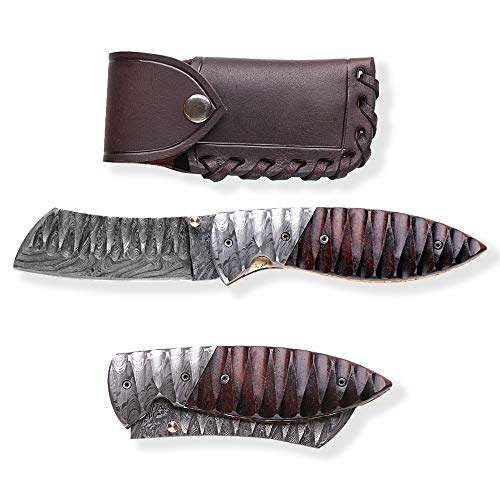 DELLINGER Tanto Obsidian & Damast Taschenmesser & Klappmesser & Damaststahl Messer & Outdoor Damastmesser Folder Knife 9 cm Klinge DELLINGER Tanto Obsidian & Damast Taschenmesser & Klappmesser & Damaststahl Messer & Outdoor Damastmesser Folder Knife 9 cm Klinge von DELLINGER