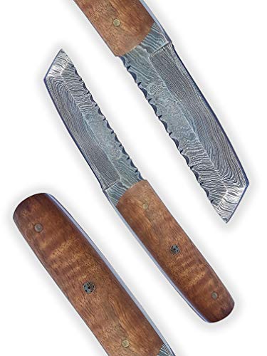 DELLINGER mini Tanto Walnuss & Damastmesser & Damaststahl Messer & Outdoor Jagd Damastmesser 75 mm Klinge & inklusive Lederscheide DELLINGER mini Tanto Walnuss & Damastmesser & Damaststahl Messer & Outdoor Jagd Damastmesser 75 mm Klinge & inklusive Lederscheide von DELLINGER