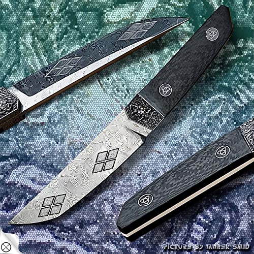 DELLINGER Messer TANTO GHOST HANNYA - limitierte Auflage - nur 100 Stück produziert !!!! - rostfreier Damaststahl, Carbongriff, Klinge 130 mm von DELLINGER