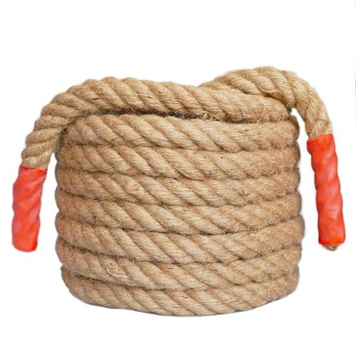 DELLNA Natürliches Juteseil, 20 mm 15 m Dicke Jute Schnur, Vierfach Geflochtene Seil aus Naturfasern, Hanfseil für Handlauf, Sport, Dekoration, Tauziehen von DELLNA