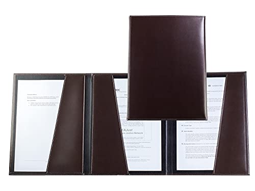 DELMON VARONE - Kanzlei- & Vertragsmappe 3 Fächer DIN A4 Cambridge Top Grain Leder Braun - Bewerbungsmappe personalisiert - Präsentationsmappe zum Abheften von Verträgen, Urkunden, Akten & Zeugnisse von DELMON VARONE - FINE LEATHERGOODS MADE IN GERMANY