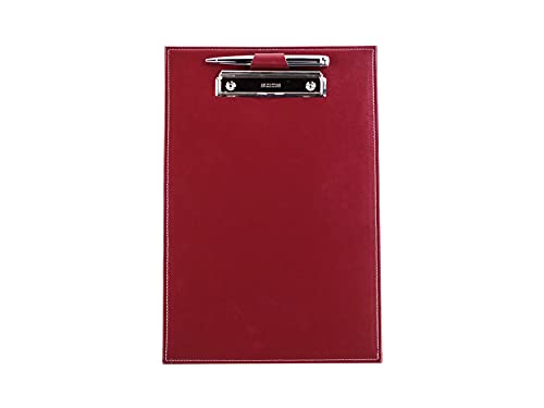 DELMON VARONE - Klemmbrett Mappe DIN A4 Cambridge Top Grain Leder Rot - Organizer Klemmbrettmappe mit Blockklemme & Stiftehalter - Klassische Echtleder Schreibmappe personalisiert von DELMON VARONE - FINE LEATHERGOODS MADE IN GERMANY