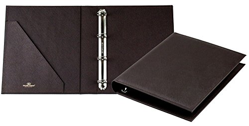 DELMON VARONE - Personalisierbare Dokumentenmappe DIN A4 aus Saffiano Lederimitat braun, Edle Kunstleder Ringbuch Ablagemappe zum abheften von Dokumenten, Urkunden und Akten, Links mit Einsteckfach von DELMON VARONE - FINE LEATHERGOODS MADE IN GERMANY