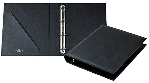 DELMON VARONE - Personalisierbare Dokumentenmappe DIN A4 aus Saffiano Lederimitat schwarz, Elegante Kunstleder Ringbuchmappe zum abheften von Dokumenten, Urkunden und Akten, Links mit Einsteckfach DELMON VARONE - Personalisierbare Dokumentenmappe DIN A4 aus Saffiano Lederimitat schwarz, Elegante Kunstleder Ringbuchmappe zum abheften von Dokumenten, Urkunden und Akten, Links mit Einsteckfach von DELMON VARONE - FINE LEATHERGOODS MADE IN GERMANY