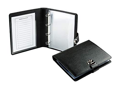 DELMON VARONE - Personalisierbare Dokumentenmappe DIN A4 mit Schloss & Schlüssel inkl. 10 Klarsichthüllen, Premium Manhattan Leder schwarz, Ringbuchmappe mit Verzeichnis für Dokumente & Urkunden DELMON VARONE - Personalisierbare Dokumentenmappe DIN A4 mit Schloss & Schlüssel inkl. 10 Klarsichthüllen, Premium Manhattan Leder schwarz, Ringbuchmappe mit Verzeichnis für Dokumente & Urkunden von DELMON VARONE - FINE LEATHERGOODS MADE IN GERMANY