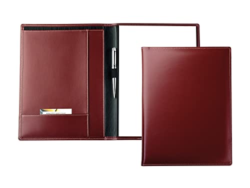 DELMON VARONE - Personalisierbare Schreibmappe DIN A4 aus Cambridge Top Grain Leder rot, Organizer Konferenzmappe mit Notizblock, Stiftschlaufe & Einsteckfächer, Echtleder Business Organisationsmappe von DELMON VARONE - FINE LEATHERGOODS MADE IN GERMANY