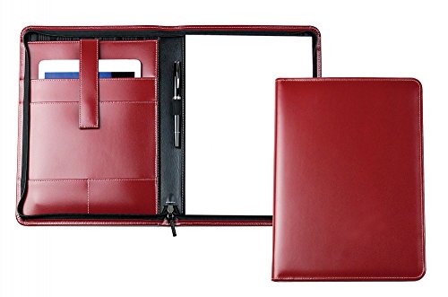 DELMON VARONE - Personalisierbare Tablet Schreibmappe DIN A4 aus Cambridge Top Grain Leder rot, Organizer Konferenzmappe mit Notizblock, Stiftschlaufe & Einsteckfächer, Orgamappe mit Reißverschluss DELMON VARONE - Personalisierbare Tablet Schreibmappe DIN A4 aus Cambridge Top Grain Leder rot, Organizer Konferenzmappe mit Notizblock, Stiftschlaufe & Einsteckfächer, Orgamappe mit Reißverschluss von DELMON VARONE - FINE LEATHERGOODS MADE IN GERMANY