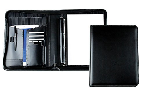 DELMON VARONE - Personalisierbare Tablet & Smartphone Schreibmappe DIN A4 XXL Cambridge Top Grain Leder schwarz, Orgamappe inkl. Ringbuch, Notizblock, Stiftschlaufe, Steckfächer & Reißverschluss DELMON VARONE - Personalisierbare Tablet & Smartphone Schreibmappe DIN A4 XXL Cambridge Top Grain Leder schwarz, Orgamappe inkl. Ringbuch, Notizblock, Stiftschlaufe, Steckfächer & Reißverschluss von DELMON VARONE - FINE LEATHERGOODS MADE IN GERMANY